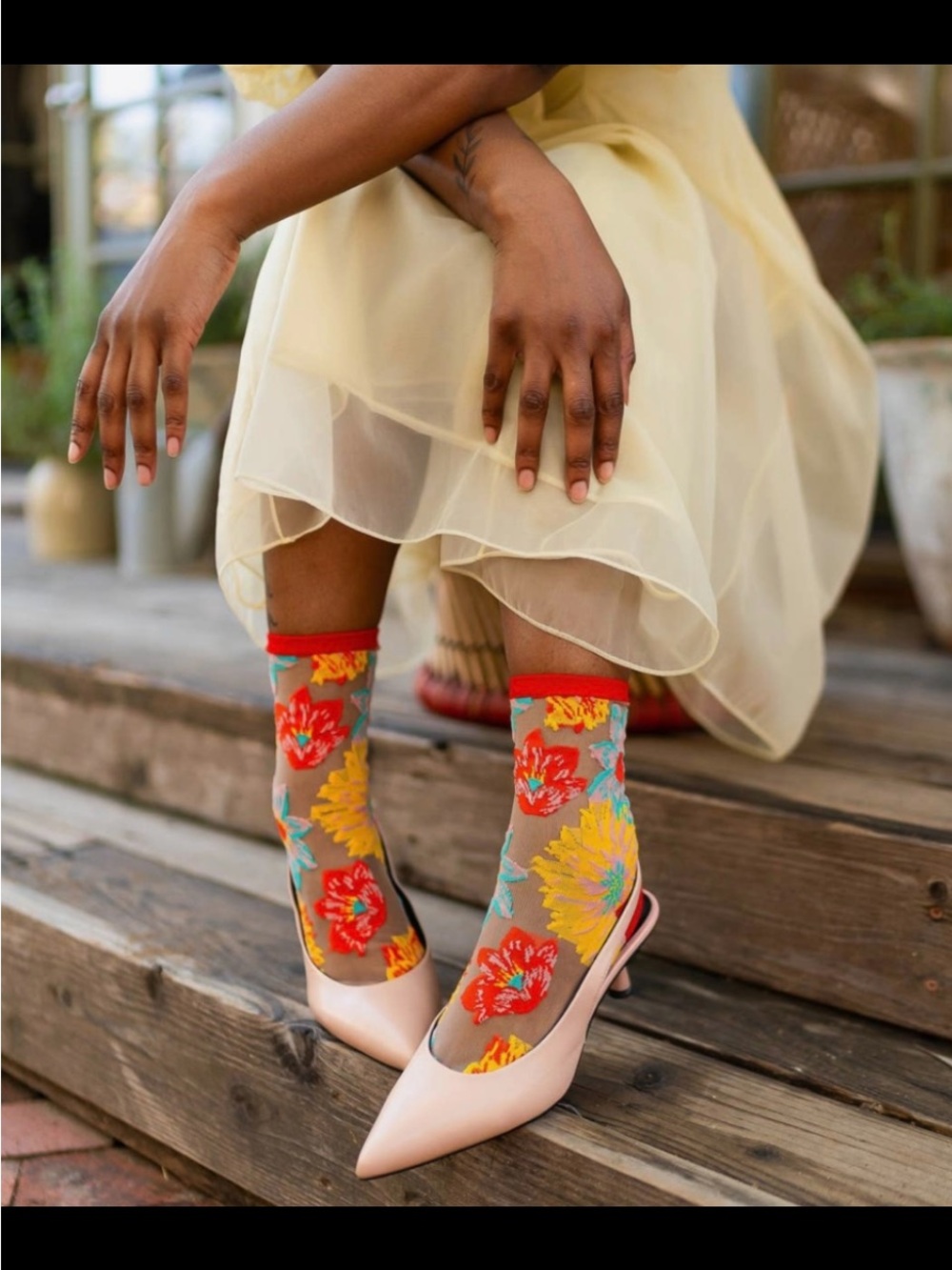 Sock Candy Flower Power Sheer Crew Sock. Price firm.